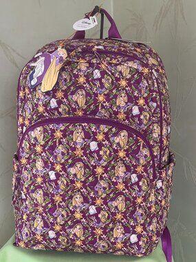 VERA BRADLEY DISNEY RAPUNZEL LARGE BACKPACK+BAG CHARM (SET):NWT CLIMBING IVY